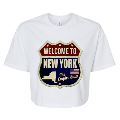 New York Vintage Metal Road Sign Logo Bella+Canvas Jersey Crop Tee