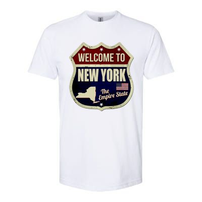 New York Vintage Metal Road Sign Logo Softstyle CVC T-Shirt