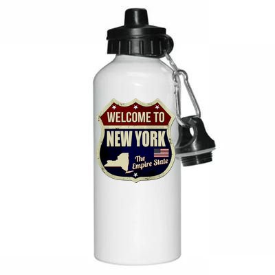 New York Vintage Metal Road Sign Logo Aluminum Water Bottle