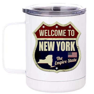 New York Vintage Metal Road Sign Logo 12 oz Stainless Steel Tumbler Cup