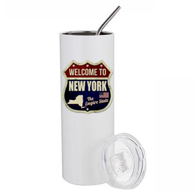 New York Vintage Metal Road Sign Logo Stainless Steel Tumbler