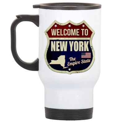 New York Vintage Metal Road Sign Logo Stainless Steel Travel Mug