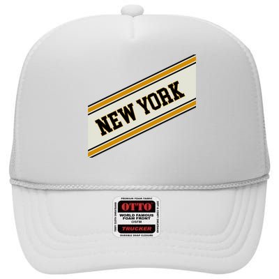 New York Varsity Logo High Crown Mesh Back Trucker Hat