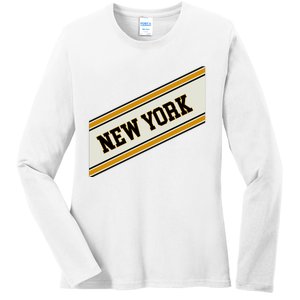 New York Varsity Logo Ladies Long Sleeve Shirt