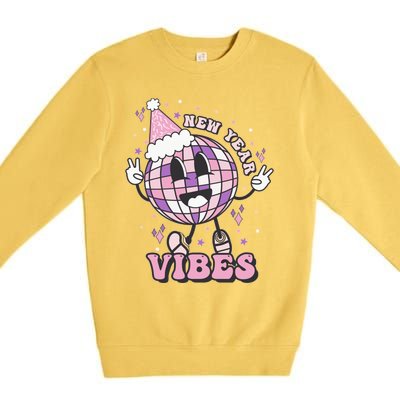 New Year Vibes The Pink New Years Ball Drops At 12:00 Am Gift Premium Crewneck Sweatshirt