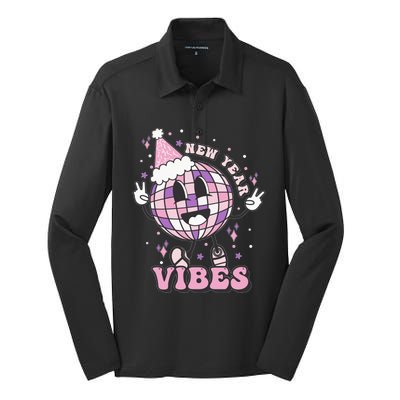 New Year Vibes The Pink New Years Ball Drops At 12:00 Am Gift Silk Touch Performance Long Sleeve Polo