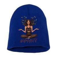 Namaste Yoga With Butterflies Gift Short Acrylic Beanie