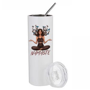 Namaste Yoga With Butterflies Gift Stainless Steel Tumbler