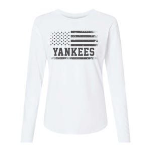 Yankees Usa Flag Womens Cotton Relaxed Long Sleeve T-Shirt