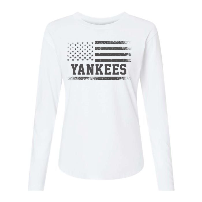 Yankees Usa Flag Womens Cotton Relaxed Long Sleeve T-Shirt