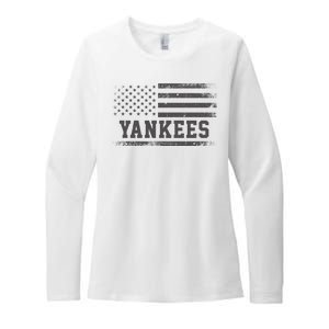 Yankees Usa Flag Womens CVC Long Sleeve Shirt