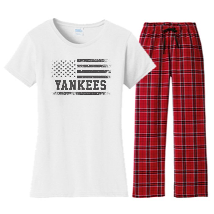 Yankees Usa Flag Women's Flannel Pajama Set