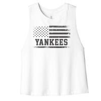 Yankees Usa Flag Women's Racerback Cropped Tank