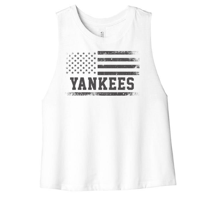 Yankees Usa Flag Women's Racerback Cropped Tank