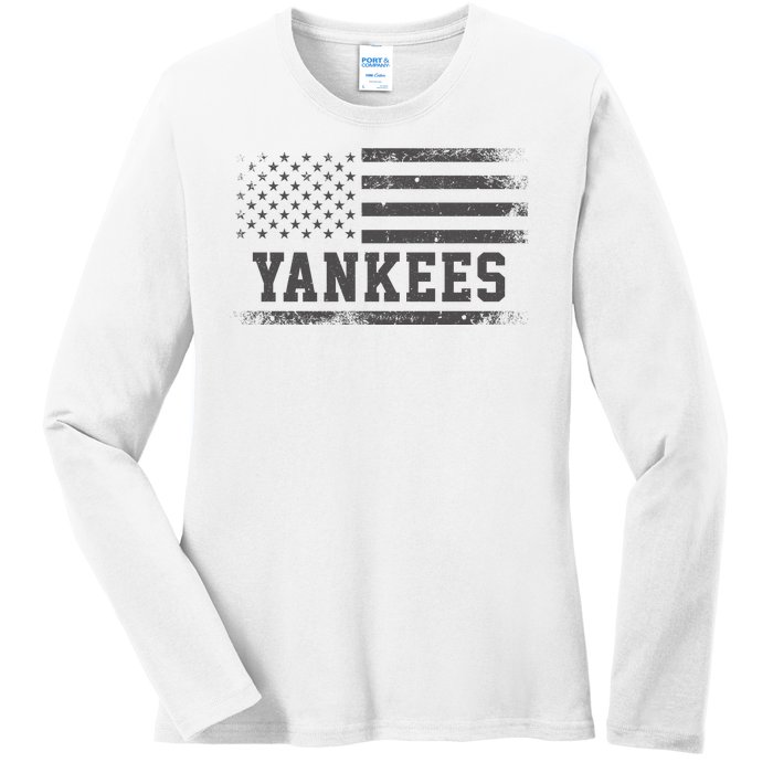 Yankees Usa Flag Ladies Long Sleeve Shirt