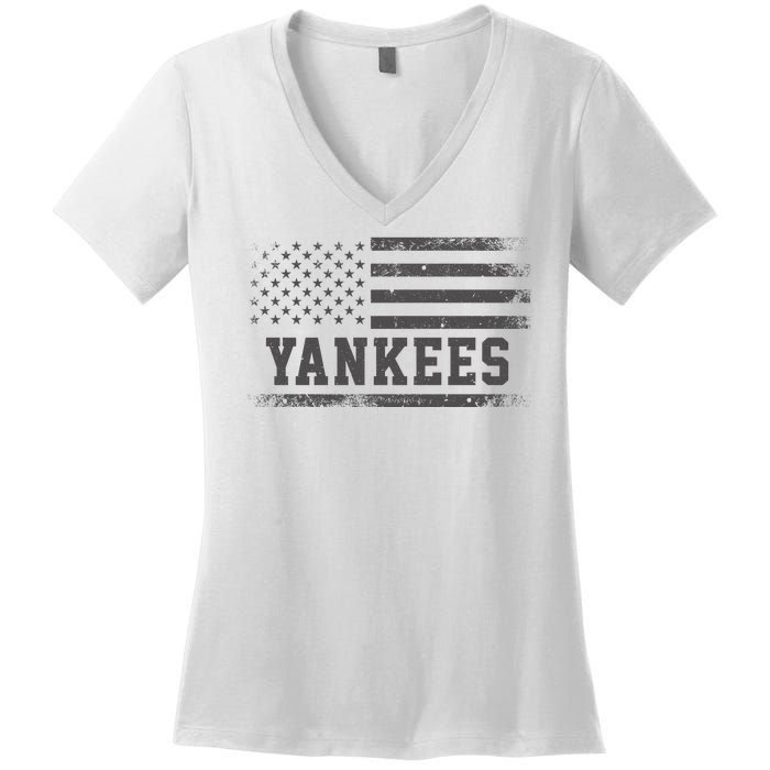 Yankees Usa Flag Women's V-Neck T-Shirt