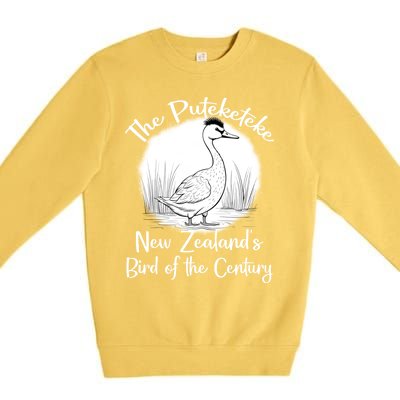 New ZealandS Bird Of The Century The Puteketeke Birder Premium Crewneck Sweatshirt