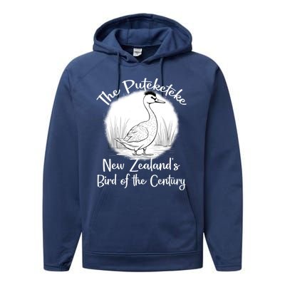 New ZealandS Bird Of The Century The Puteketeke Birder Performance Fleece Hoodie