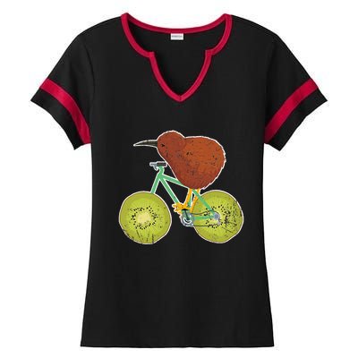 New Zealand Bicycle For Kiwi Fruit Lovers Ladies Halftime Notch Neck Tee