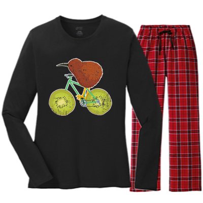 New Zealand Bicycle For Kiwi Fruit Lovers Women's Long Sleeve Flannel Pajama Set 