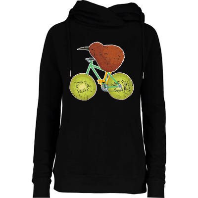 New Zealand Bicycle For Kiwi Fruit Lovers Womens Funnel Neck Pullover Hood