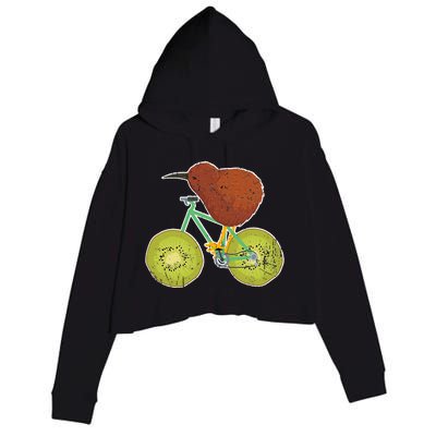 New Zealand Bicycle For Kiwi Fruit Lovers Crop Fleece Hoodie