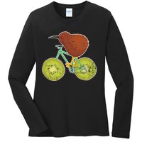 New Zealand Bicycle For Kiwi Fruit Lovers Ladies Long Sleeve Shirt