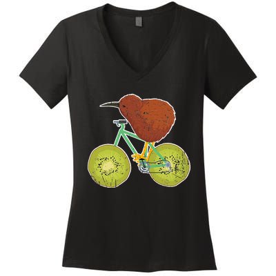 New Zealand Bicycle For Kiwi Fruit Lovers Women's V-Neck T-Shirt