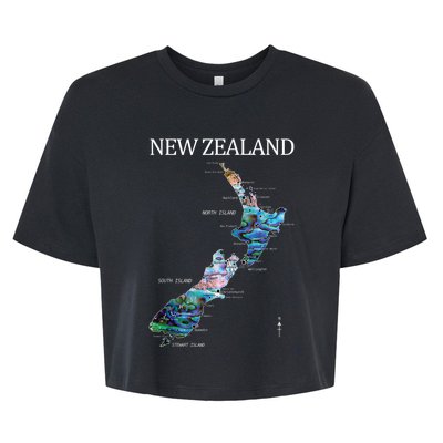 New Zealand Detailed Map Bella+Canvas Jersey Crop Tee