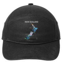 New Zealand Detailed Map 7-Panel Snapback Hat