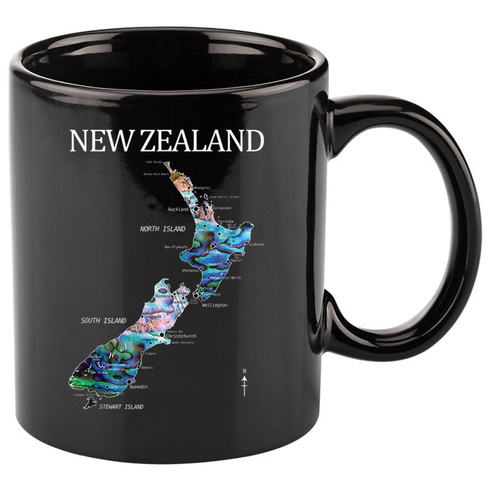 New Zealand Detailed Map 11oz C Handle Ceramic Mug