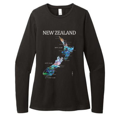 New Zealand Detailed Map Womens CVC Long Sleeve Shirt