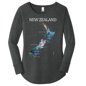 New Zealand Detailed Map Women's Perfect Tri Tunic Long Sleeve Shirt