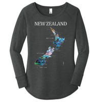 New Zealand Detailed Map Women's Perfect Tri Tunic Long Sleeve Shirt