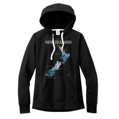 New Zealand Detailed Map Women's Fleece Hoodie