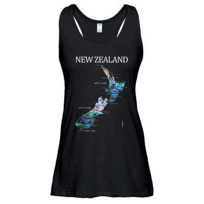 New Zealand Detailed Map Ladies Essential Flowy Tank