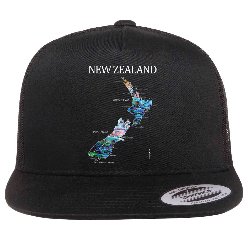New Zealand Detailed Map Flat Bill Trucker Hat