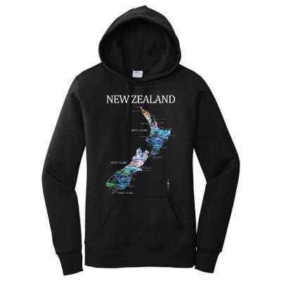 New Zealand Detailed Map Women's Pullover Hoodie