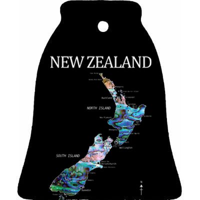 New Zealand Detailed Map Ceramic Bell Ornament