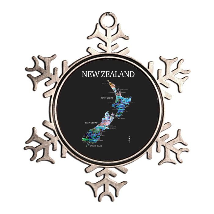 New Zealand Detailed Map Metallic Star Ornament