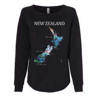 New Zealand Detailed Map Womens California Wash Sweatshirt