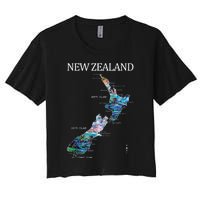 New Zealand Detailed Map Women's Crop Top Tee