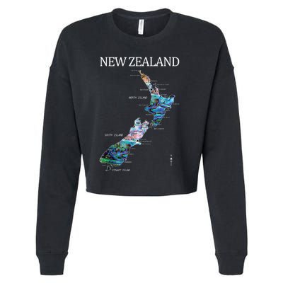 New Zealand Detailed Map Cropped Pullover Crew