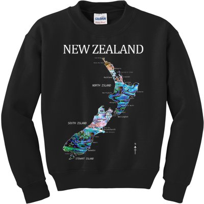 New Zealand Detailed Map Kids Sweatshirt