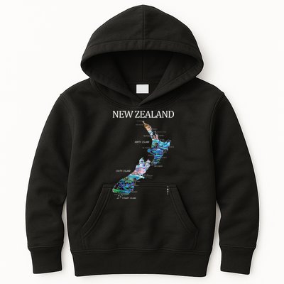 New Zealand Detailed Map Kids Hoodie