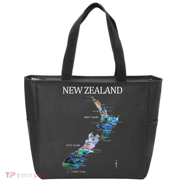 New Zealand Detailed Map Zip Tote Bag