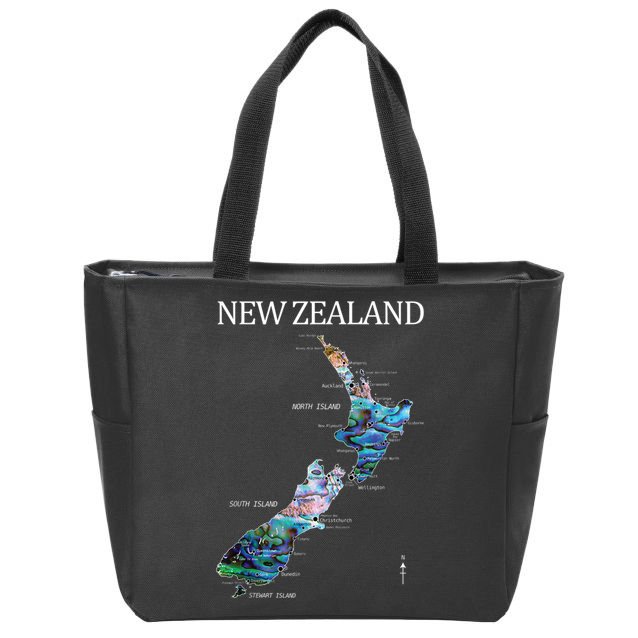 New Zealand Detailed Map Zip Tote Bag