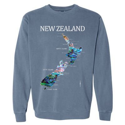 New Zealand Detailed Map Garment-Dyed Sweatshirt
