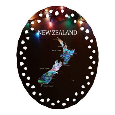 New Zealand Detailed Map Ceramic Oval Ornament