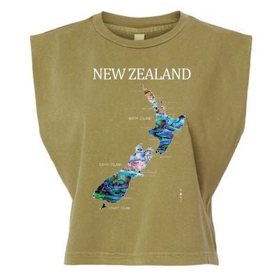 New Zealand Detailed Map Garment-Dyed Women's Muscle Tee